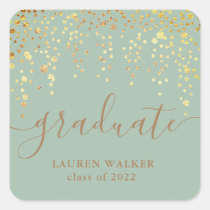 gold confetti glitter green graduate Sticker
