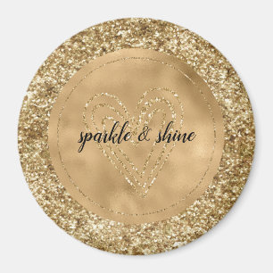 Gold Confetti Glitter Heart Magnet