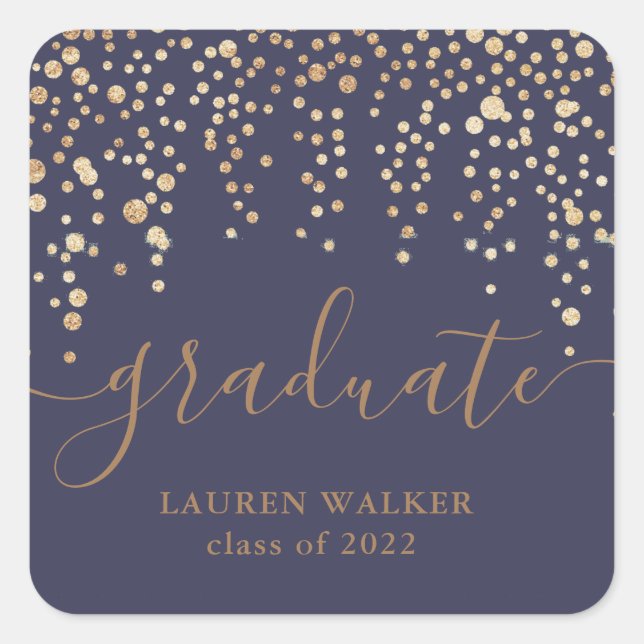 gold confetti glitter plum graduate Sticker (Front)