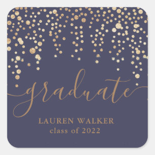 gold confetti glitter plum graduate Sticker