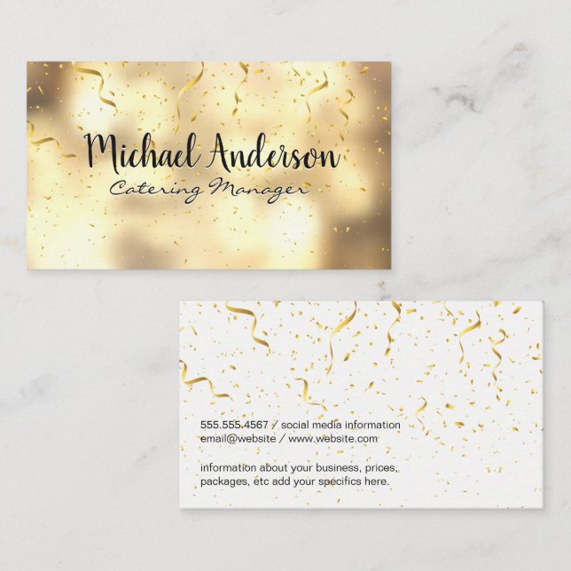 Gold Confetti | Golden Boke Business Card (Front/Back)