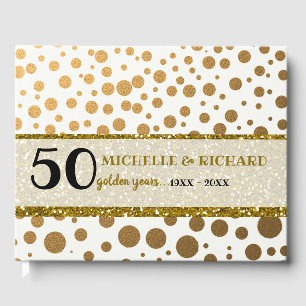 Gold Confetti Golden Wedding Anniversary Guest Book