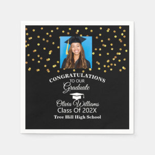 Gold Confetti Graduate Photo Graduation Party Napkin