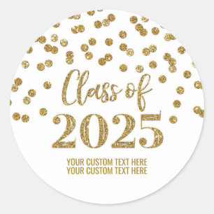 Gold Confetti Graduation 2025 Classic Round Sticker
