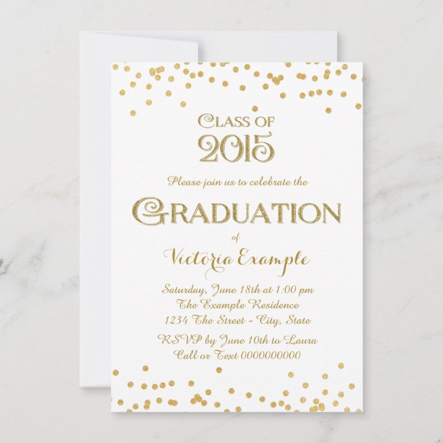 Gold Confetti Graduation Invitation (Back)