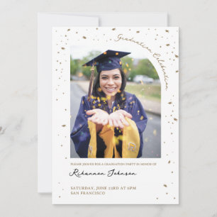 Gold Confetti Graduation Party Invitation