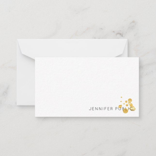 Gold Confetti Hand Script Monogram Elegant Trendy Card (Front)
