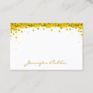 Gold Confetti Hand Script Text Template Modern Business Card