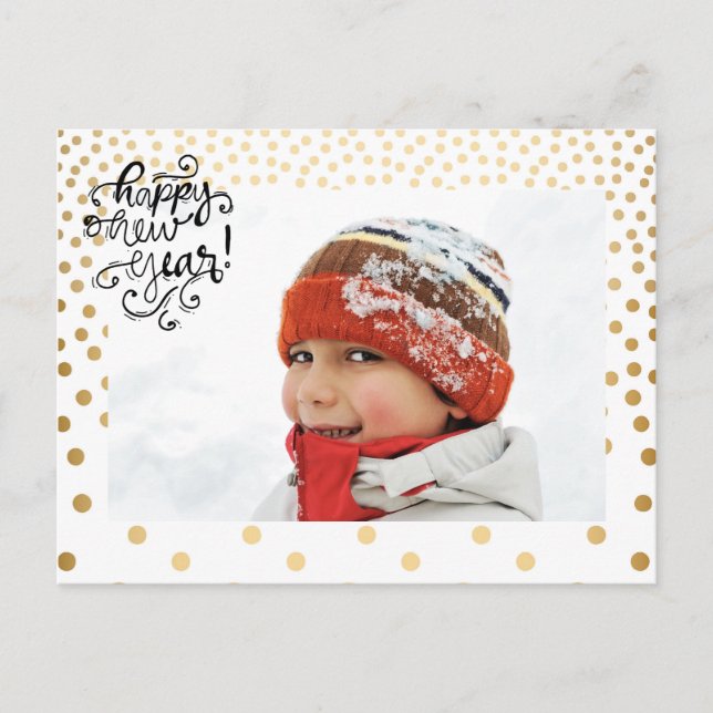 Gold Confetti Happy New Year Postcard (Front)