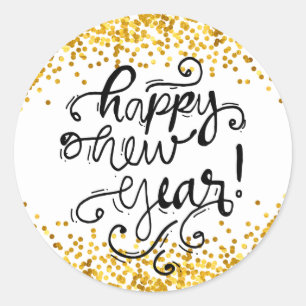 Gold Confetti Happy New Year Stickers