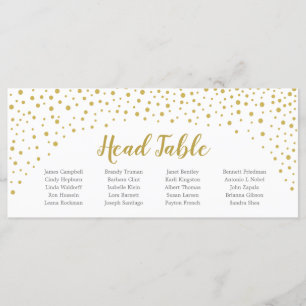 Gold Confetti Head Table Seating Card