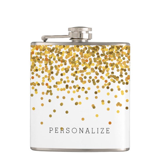 Gold Confetti Hip Flask (Front)