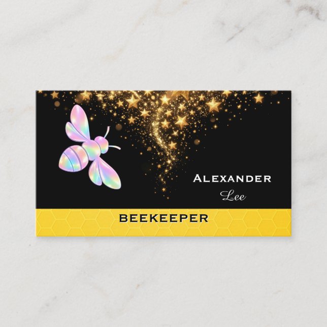 Gold Confetti Honey Bee Business Card (Front)