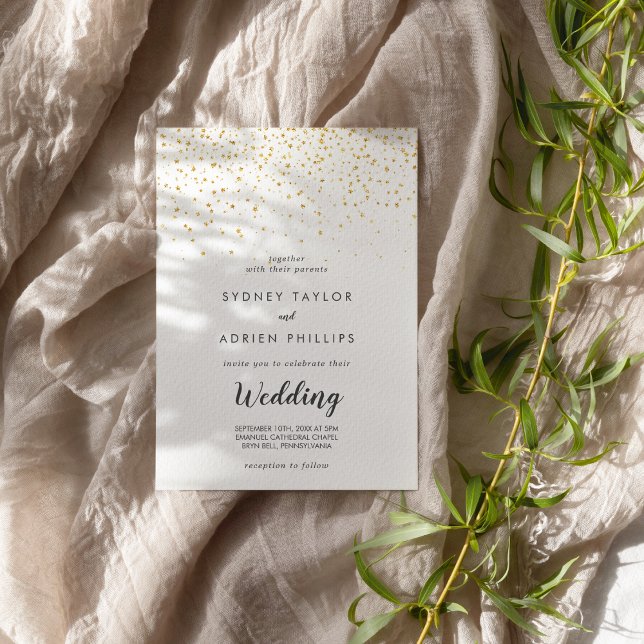 Gold Confetti Informal Wedding Invitation (Creator Uploaded)