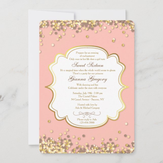 Gold Confetti Invitation (Front)