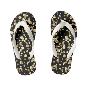 Gold confetti kid's thongs