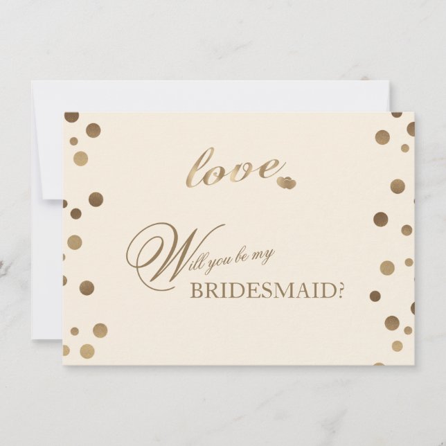 Gold Confetti Love Champagne Wedding Bridesmaid Invitation (Front)