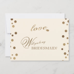 Gold Confetti Love Champagne Wedding Bridesmaid Invitation