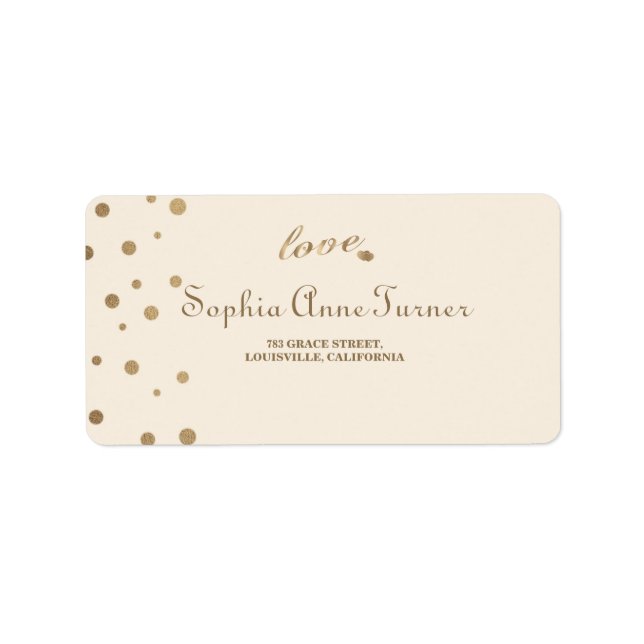 Gold Confetti Love Champagne Wedding Label (Front)