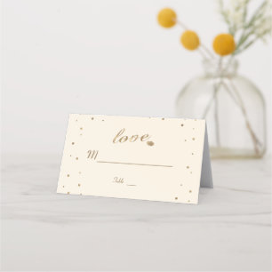 Gold Confetti Love Champagne Wedding Table Number Place Card