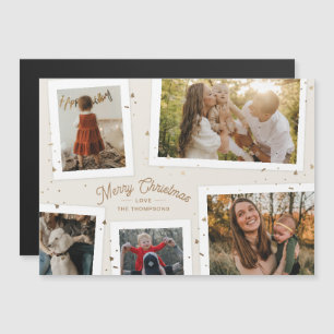 Gold Confetti Memories Christmas Photo Magnet