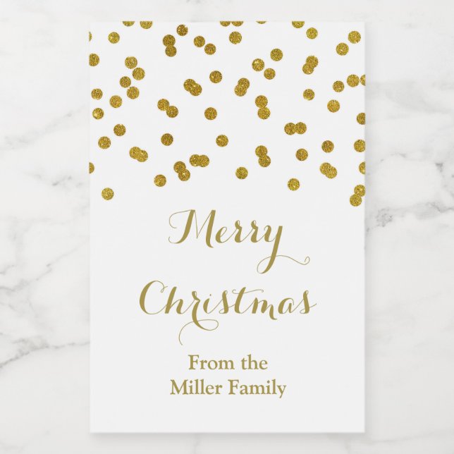 Gold Confetti Merry Christmas Custom Label (Single Label)