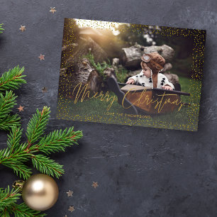 Gold Confetti Merry Christmas Photo