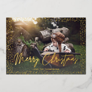 Gold Confetti Merry Christmas Photo