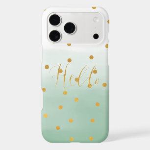 Gold Confetti Mint Watercolor Hello