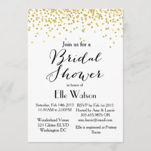 Gold Confetti Modern Bridal Shower Invitation