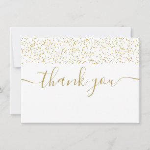 Gold Confetti Modern Elegant Script Thank You Card