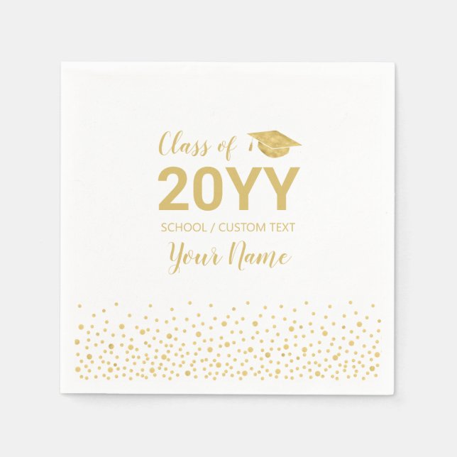 Gold Confetti Modern Graduation Party Favour Napkin (Front)