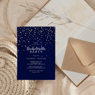 Gold Confetti Navy Bachelorette Party Gold