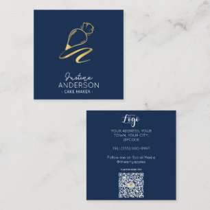 Gold Confetti Navy icing Bag Chef Square Business Card