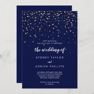 Gold Confetti   Navy The Wedding Of Invitation