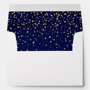 Gold Confetti   Navy Wedding Invitation Envelope