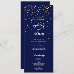 Gold Confetti   Navy Wedding Program