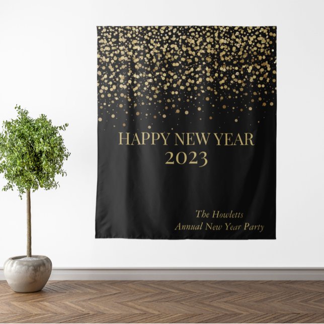 Gold Confetti New Year Personalised  Tapestry (Creator Uploaded)