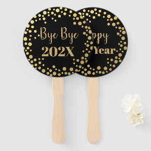 Gold confetti New Year Photo Prop Hand Fan