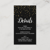 Gold Confetti on Black Anniversary Details Card