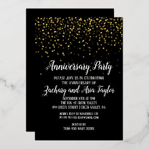 Gold Confetti on Black Anniversary Party Gold