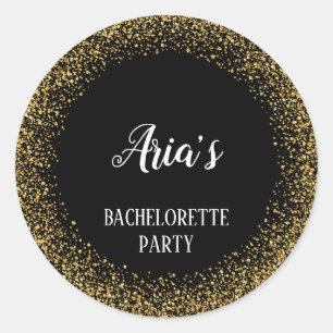 Gold Confetti on Black Bachelorette Envelope Seals