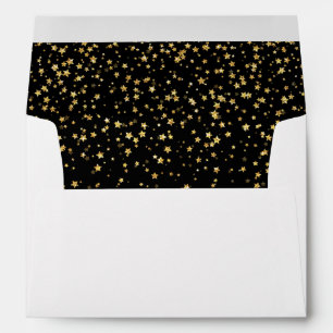 Gold Confetti on Black Engagement Party Invitation Envelope
