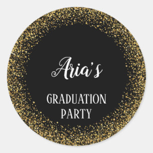 Gold Confetti on Black Graduation Envelope Seals