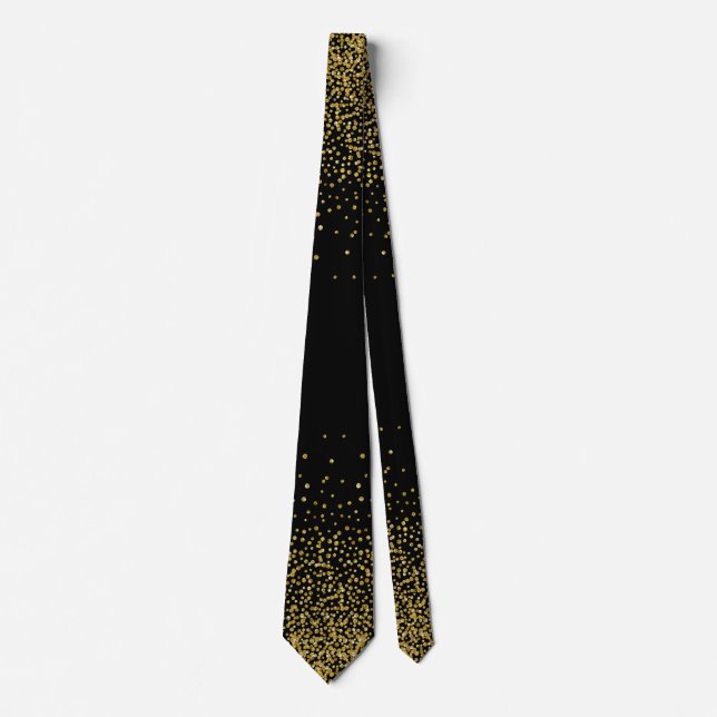 Gold Confetti On Black Tie (Front)