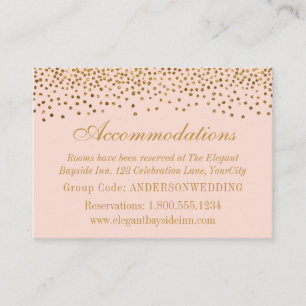 Gold Confetti on Blush Wedding Accommodation Cards