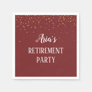 Gold Confetti on Burgundy Party Napkins