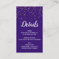 Gold Confetti on Purple Details Insert Card