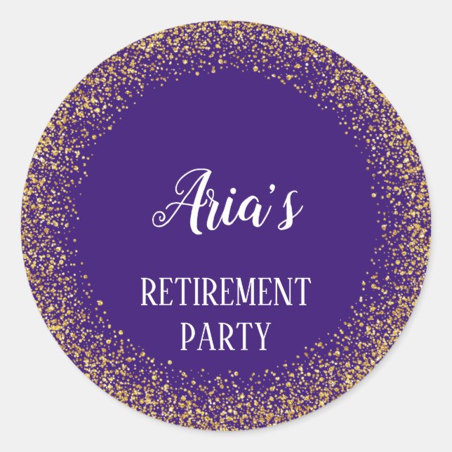 Gold Confetti on Purple Party Envelope Seals (Front)