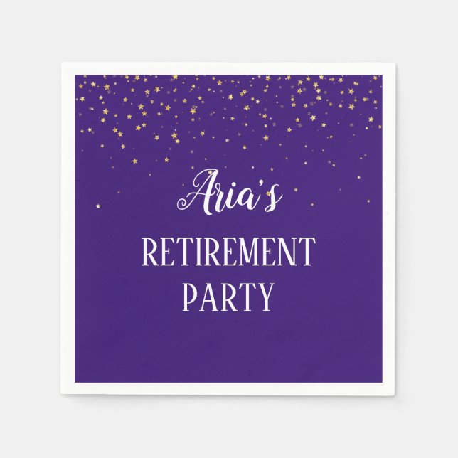 Gold Confetti on Purple Party Napkins (Front)